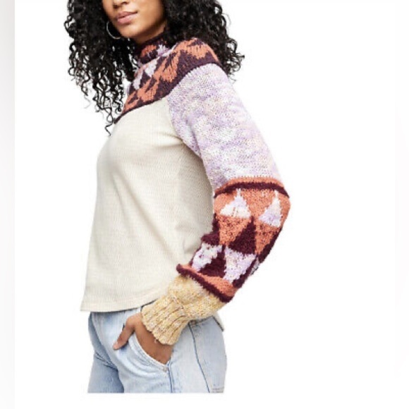 Free People | Swit The Small Stuff Mock Neck Fair Isle Sweater Small Femm Combo - Picture 2 of 12